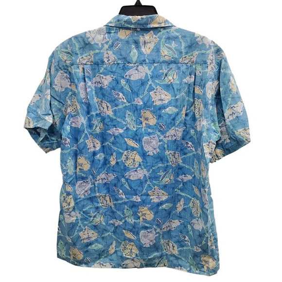 Hawaii Men's Vintage Blue Pastel Sea Ocean Print Button‎ Up Shirt USA Made Sz XL - Picture 4 of 4